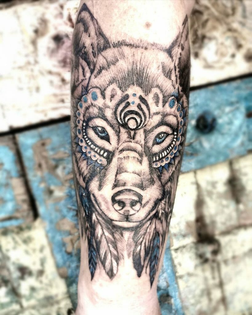 Tribal Female Wolf Tattoo