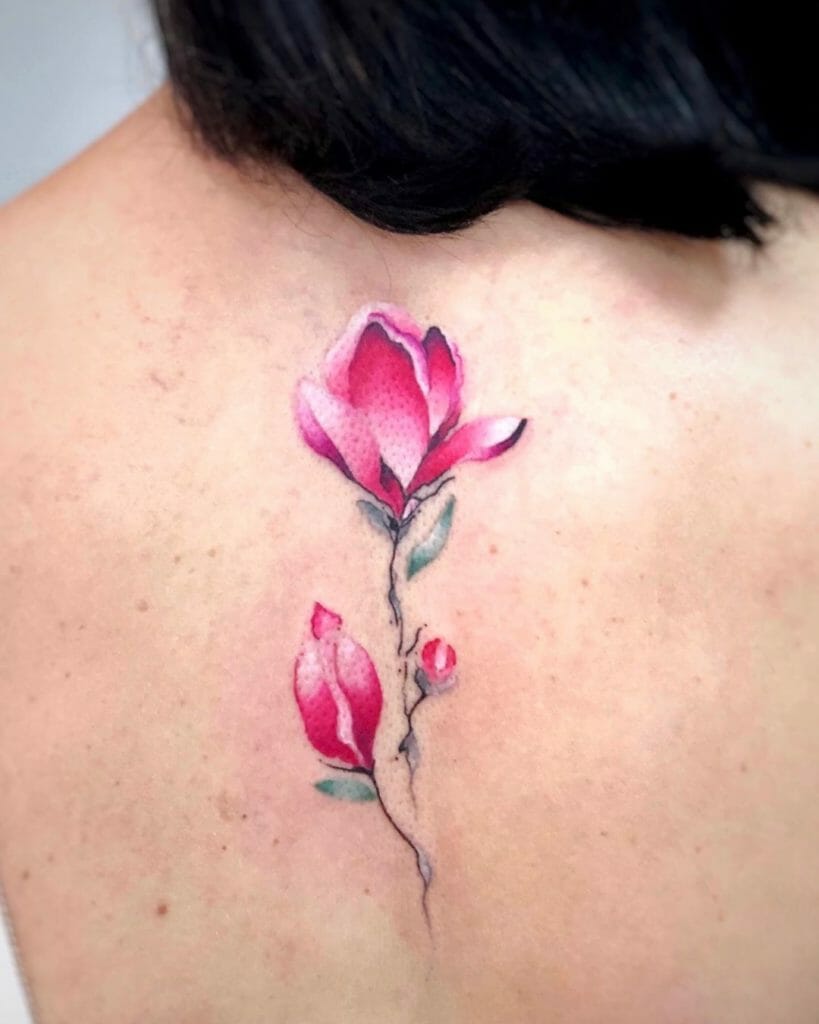 Watercolor Magnolia Flowers Tattoo