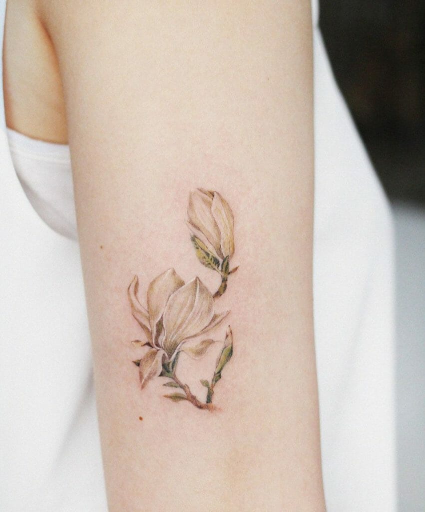 White Magnolia Flowers Tattoo