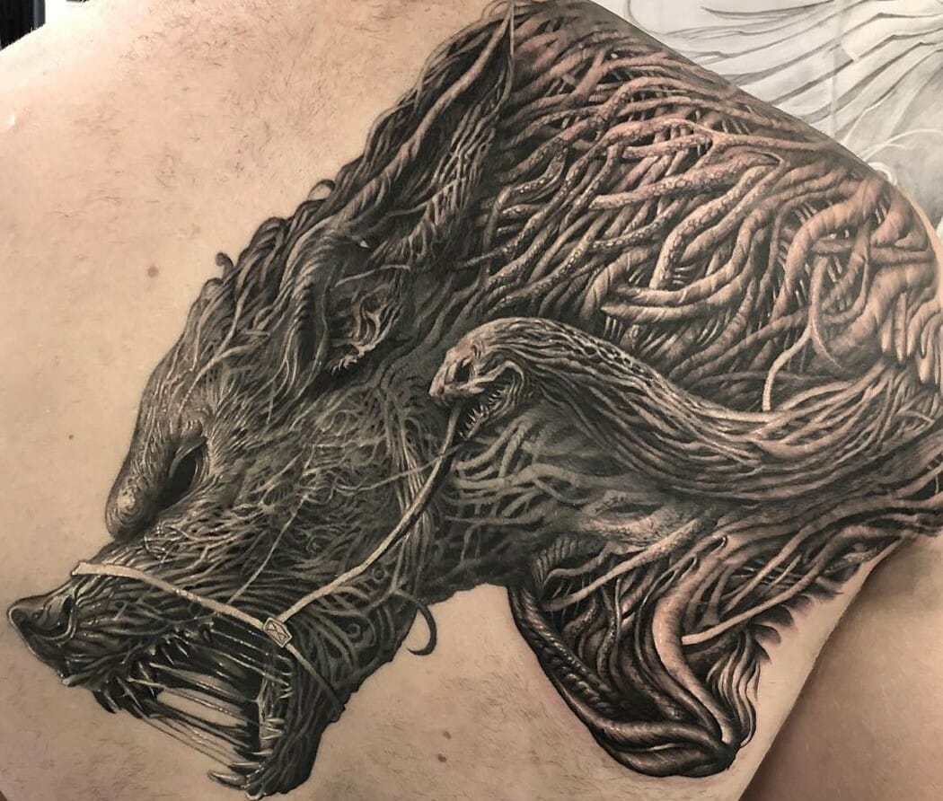 Featured image of post Fenrir Tattoo Arm wip traditionaltattoo nordictattoo fenris fenrir fenrirtattoo tattoo handpoke possible design element into back of breast plate or for pauldron arm armor metal plate design