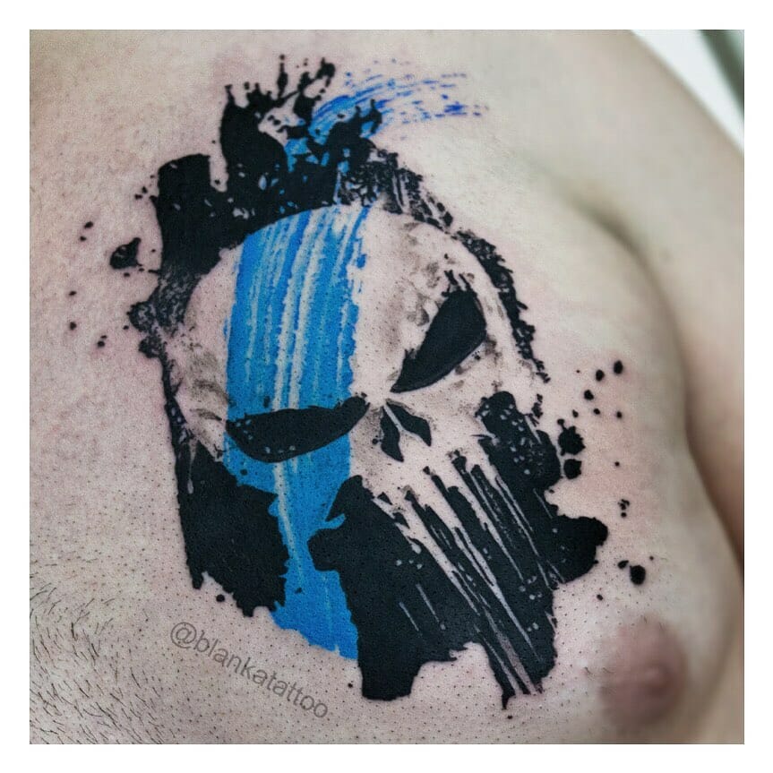 Striking Punisher Skull Tattoo Design