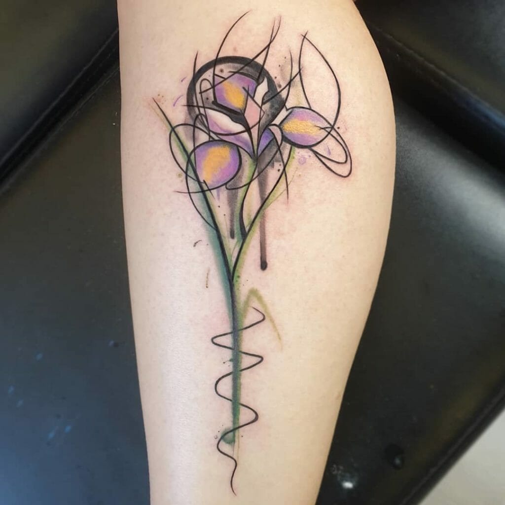 Abstract Purple Iris Flower Tattoo
