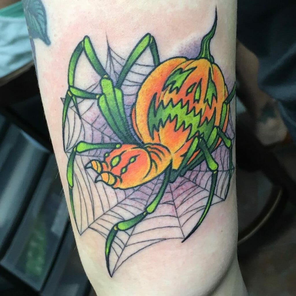 Amazing Jack O’Lantern Spider Ideas Halloween Tattoo