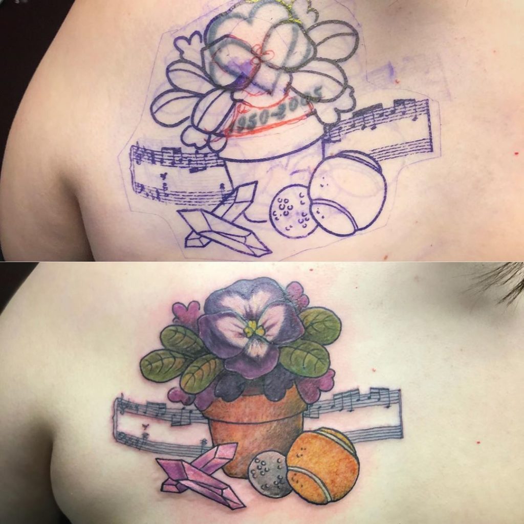 Amazing Tattoo Cover Up Ideas African Violet Flower
