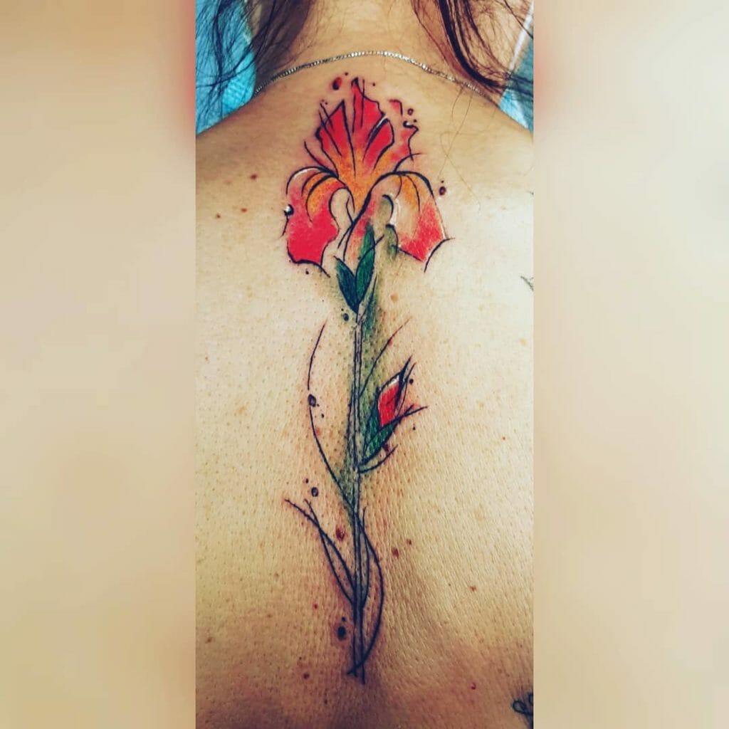 Artistic Flame Iris Tattoo Design