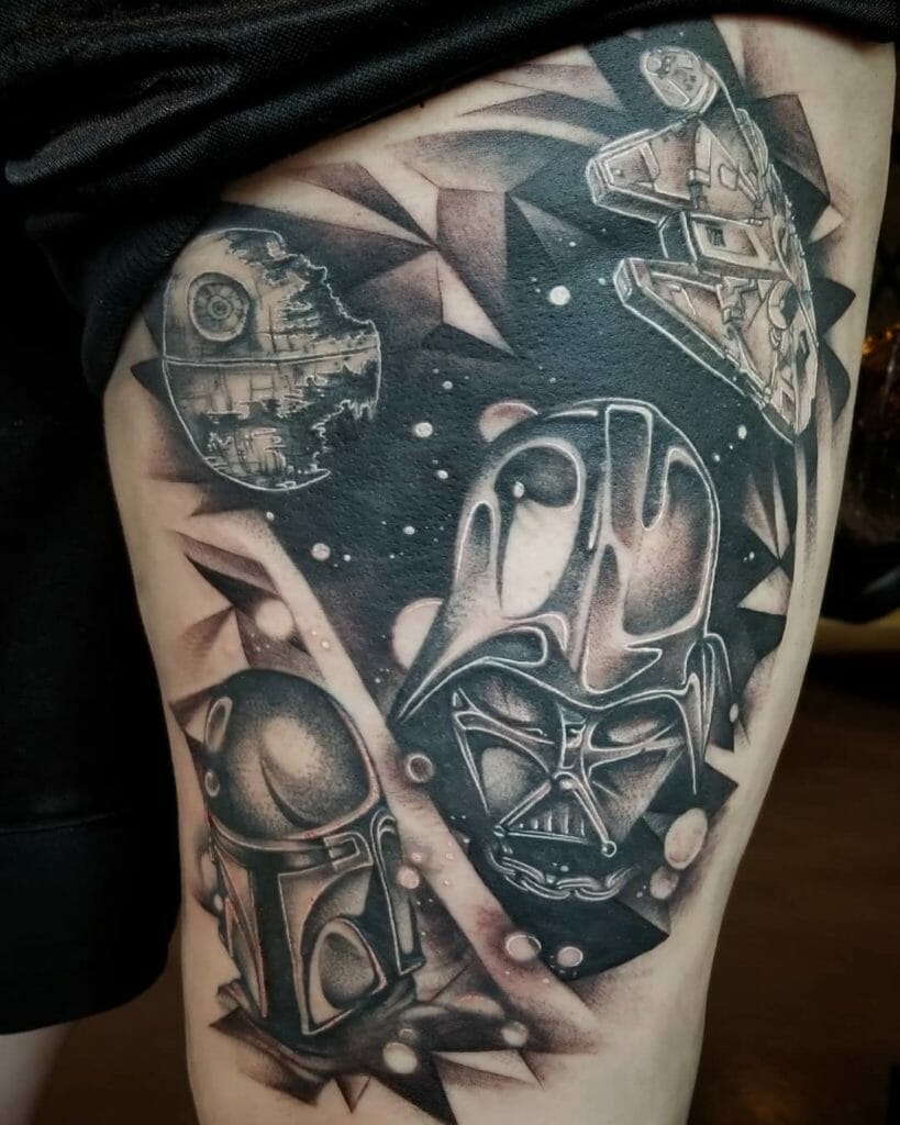 Awesome Star Wars World and The Mandalorian Tattoo