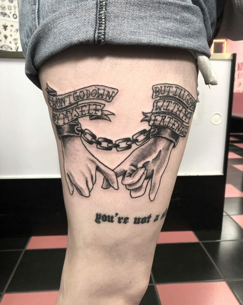 Beautiful Chained Up Best Friend Friendship Tattoos Banner Quote Tattoo