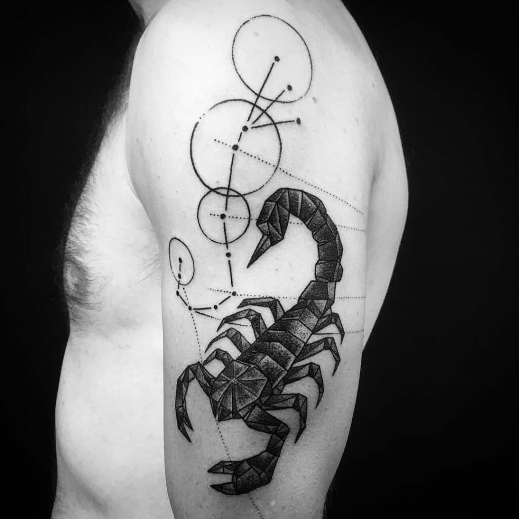 Black Ink Abstract Scorpio Sign Tattoo Constellation and Scorpion Tattoo Designs