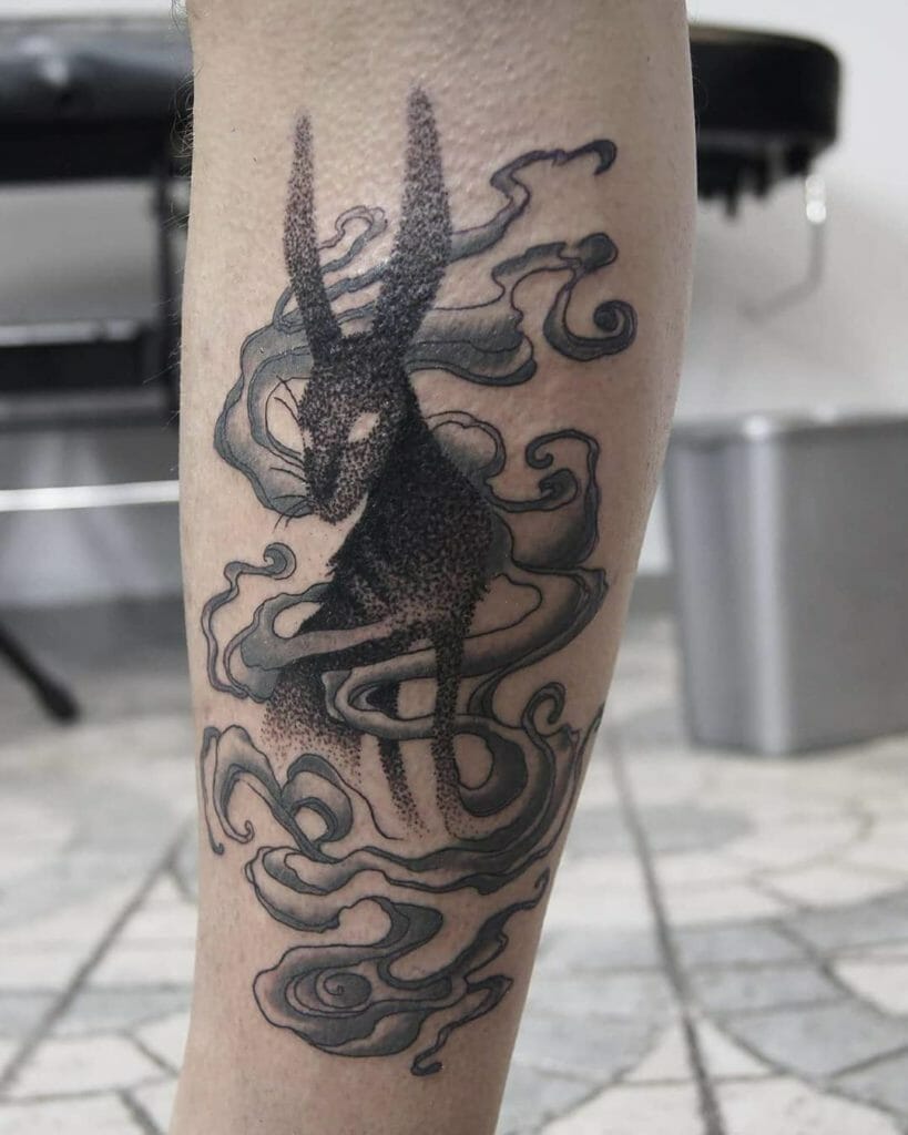 Black Rabbit Tattoo With Fog Details