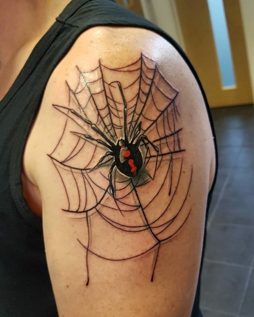 Black Red Black Widow Spider Tattoo