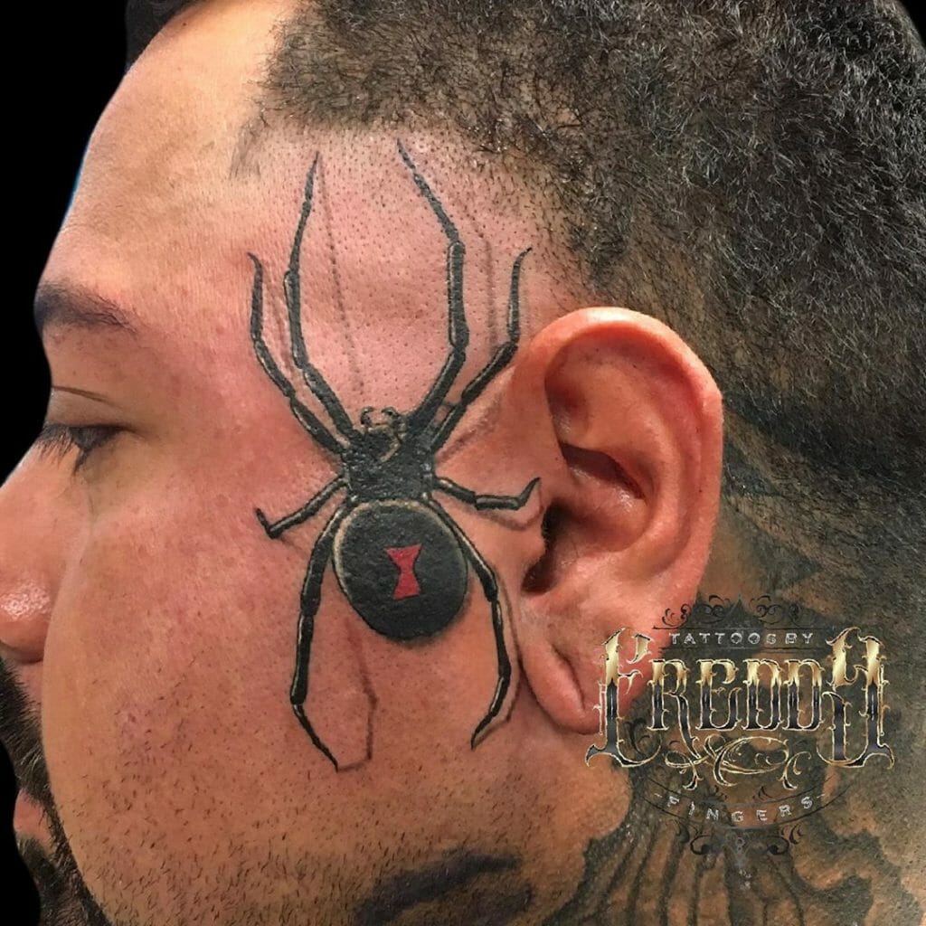 Black Widow Face Tattoo For Men