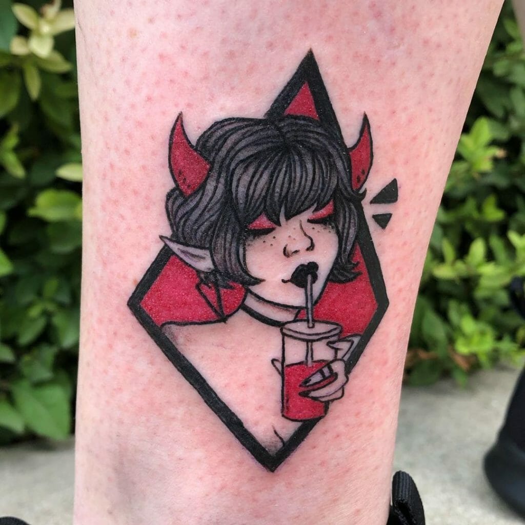 Blood Thirsty Sexy Demon Tattoo Red Girl Design