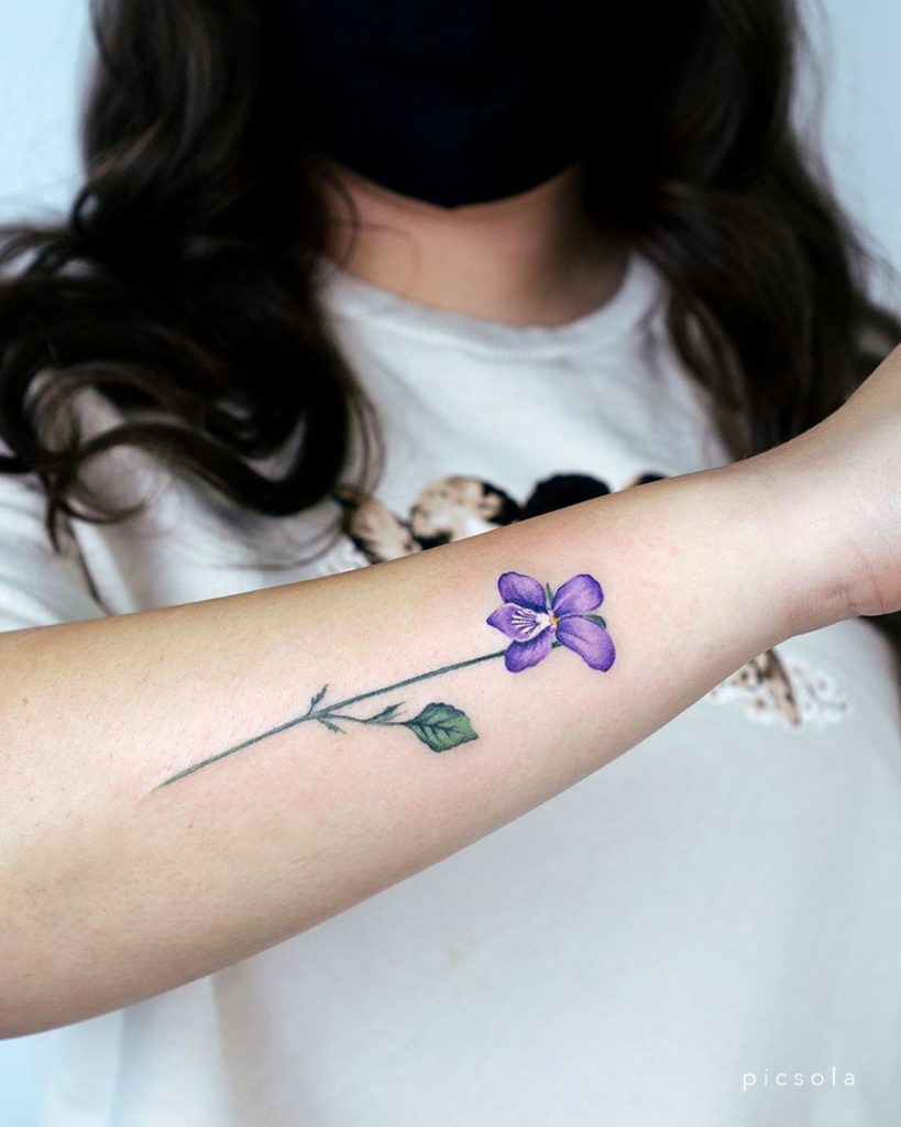 Bright Violet Flower Tattoo