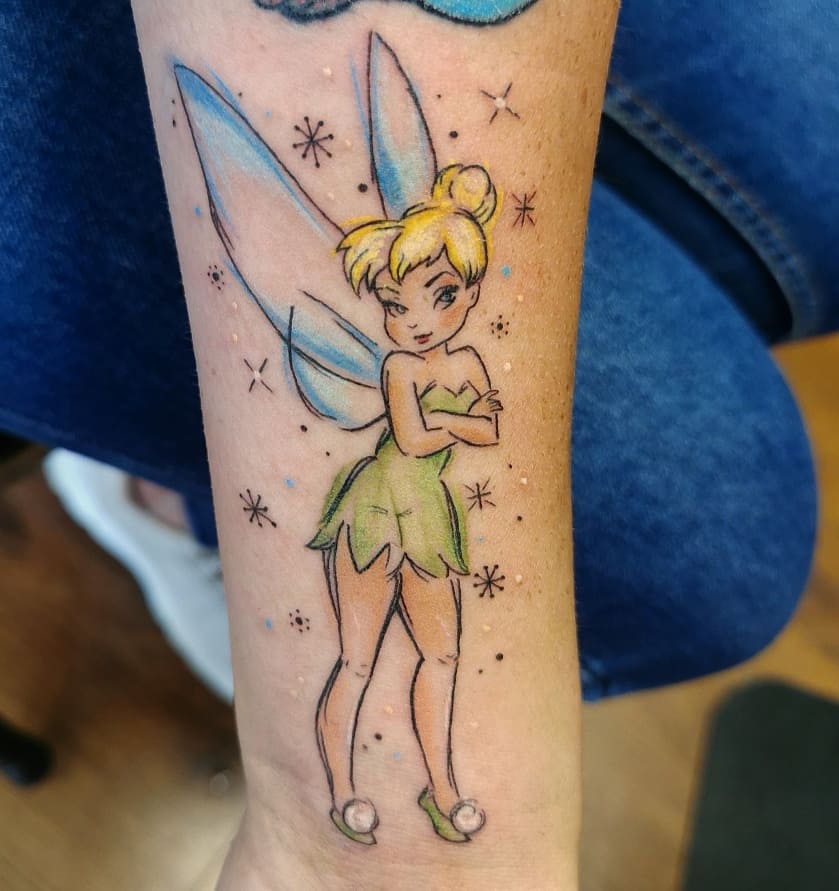 Classic Tinkerbell Tattoo with Pixie Dust