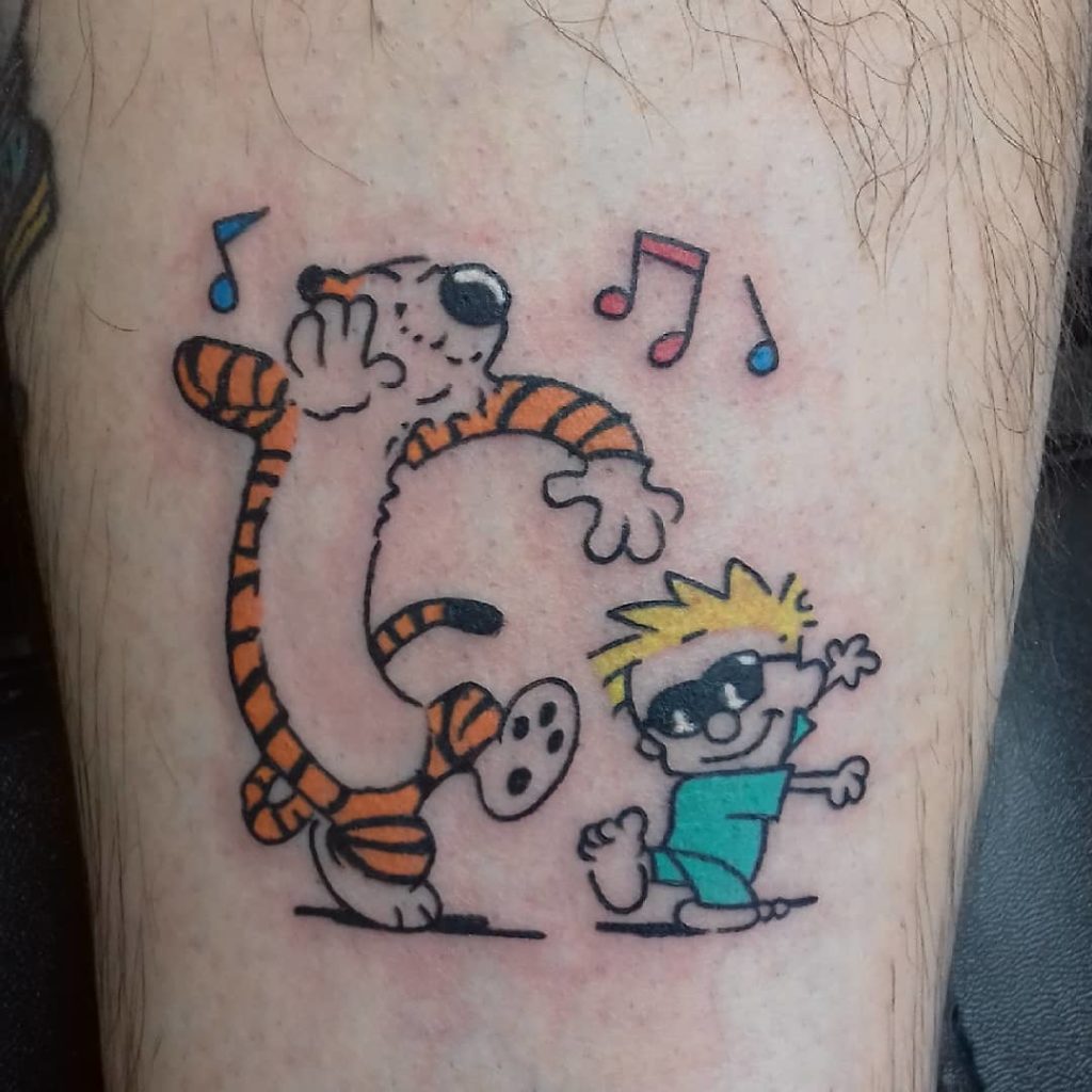 Colorful Calvin And Hobbes Tattoos