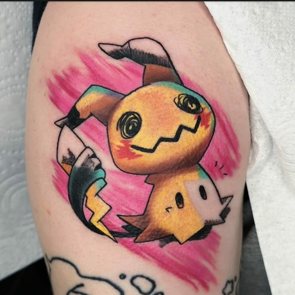 Colorful Mimikyu Pikachu Tattoo