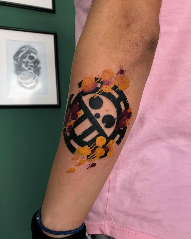 54+ Trafalgar Law Tattoo Designs You Need To See! - Colorful Paint Splatters Law Tattoo One Piece Design 1 768x960