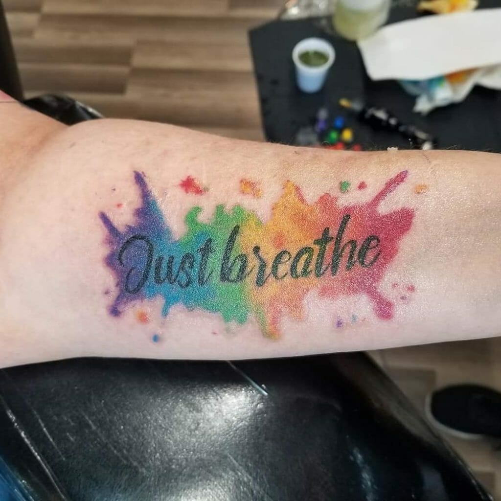 Colorful Tattoo Breathe Forearm Placement Idea