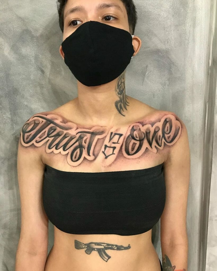 Cool Trust No One Quote Tattoo