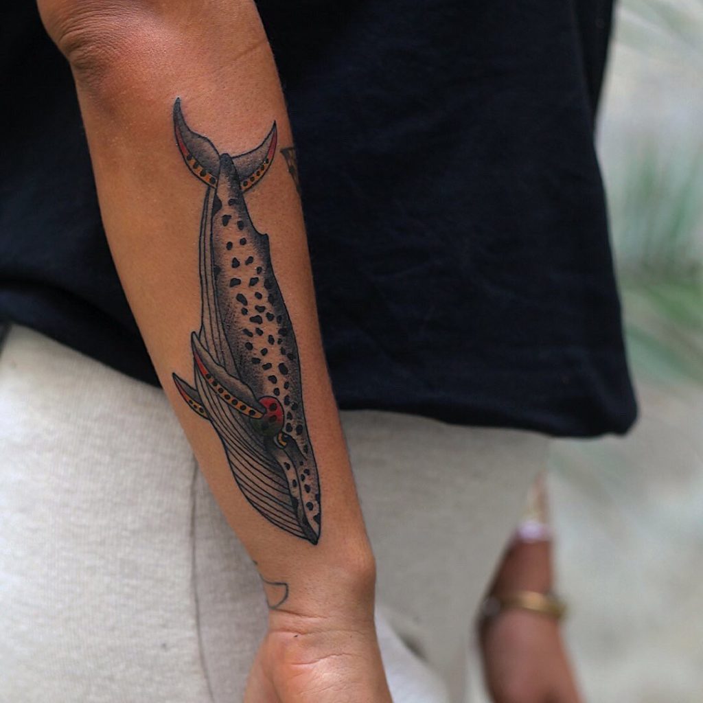 Creative Colored Inks Spotted Whale Tattoos