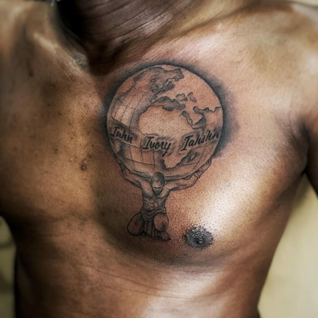 Dad Carrying His World Like Atlas Tattoo