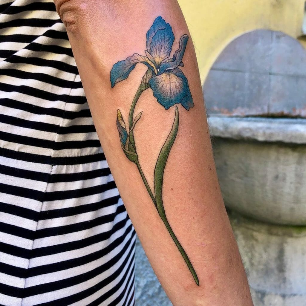 Delightful Blue Iris Tattoo