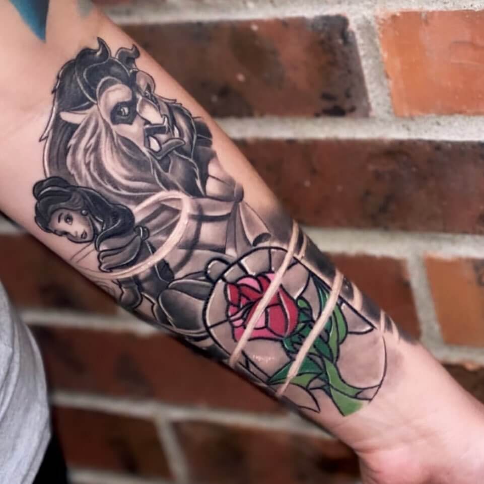Disney Beauty And The Beast Rose Tattoo