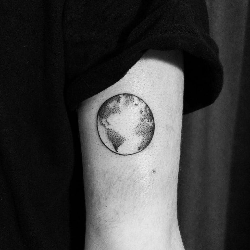 Earth Symbol Tattoo Many Dots Stippling Technique