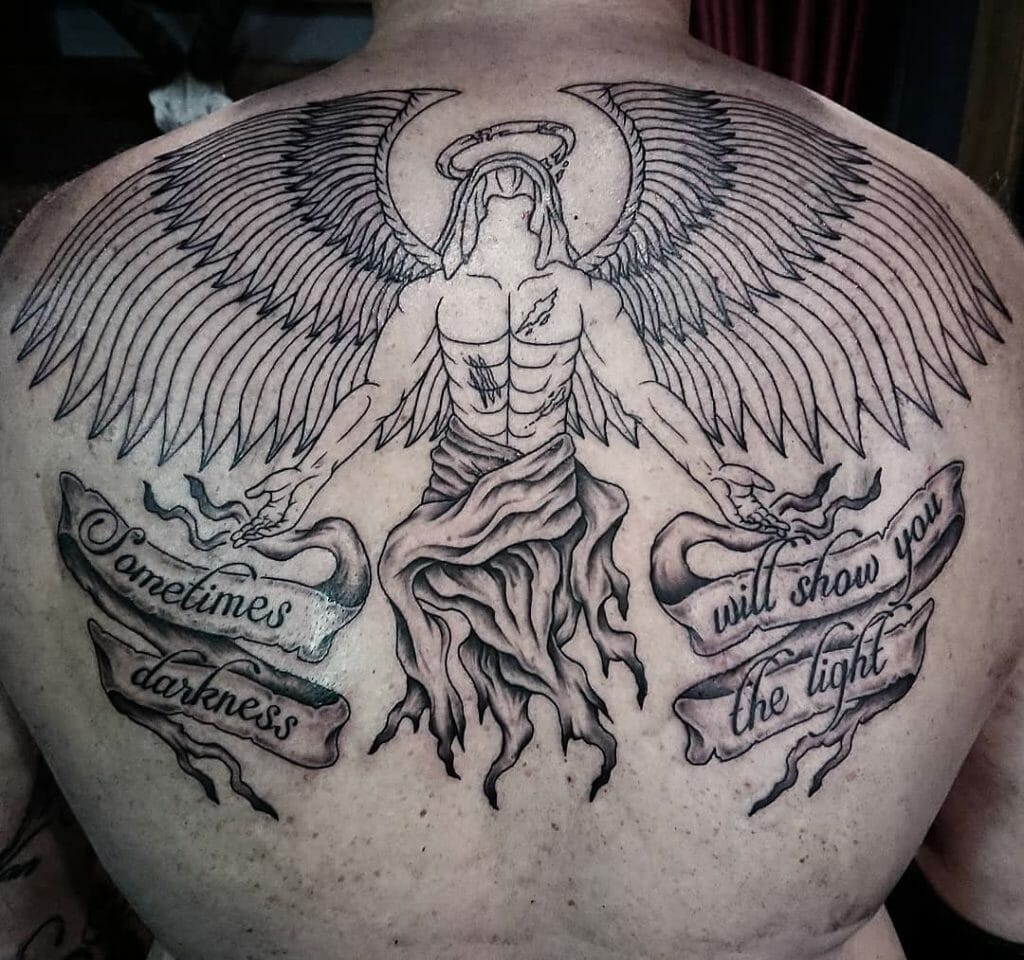 Epic Black Work Tattoo Artist Banner Angel of Death Design