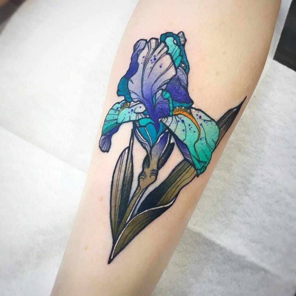 Expressive Aqua Blue Iris Tattoo