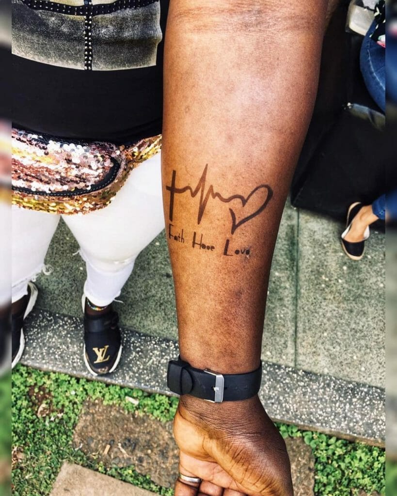 Faith Hope Love Black Ink Symbol Tattoo