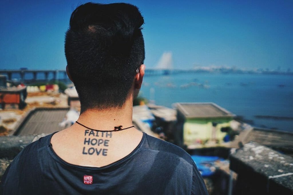 Faith Hope and Love Tattoo Bold Words Design