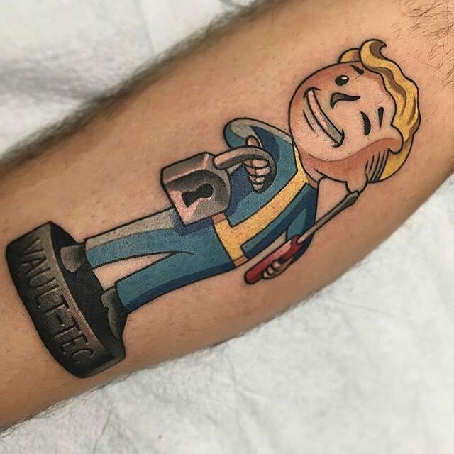 Fallout Vault-tec Mascot Vault Boy Tattoo