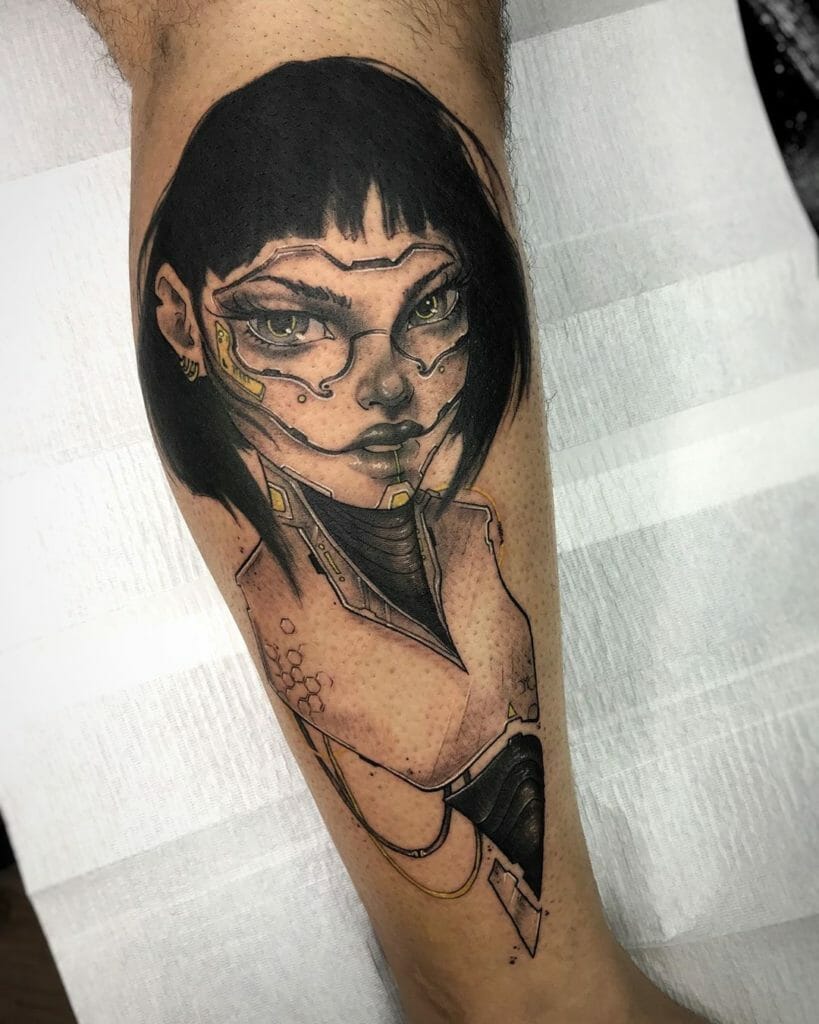 Female Cyberpunk Character Tattoo
