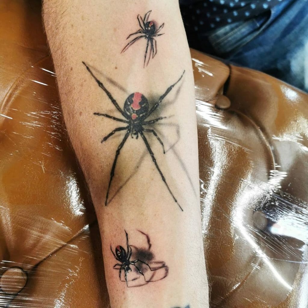 Forearm Three Black Widow Tattoos Black Ink For Men
