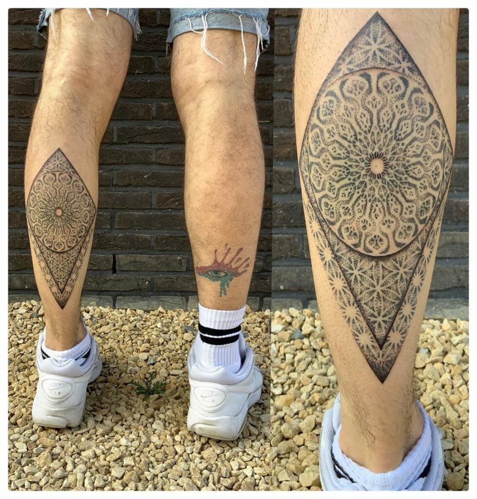 Fractal Flower Of Life Spiritual Flower Sacred Geometry Tattoo Ideas Calf Muscle Placement