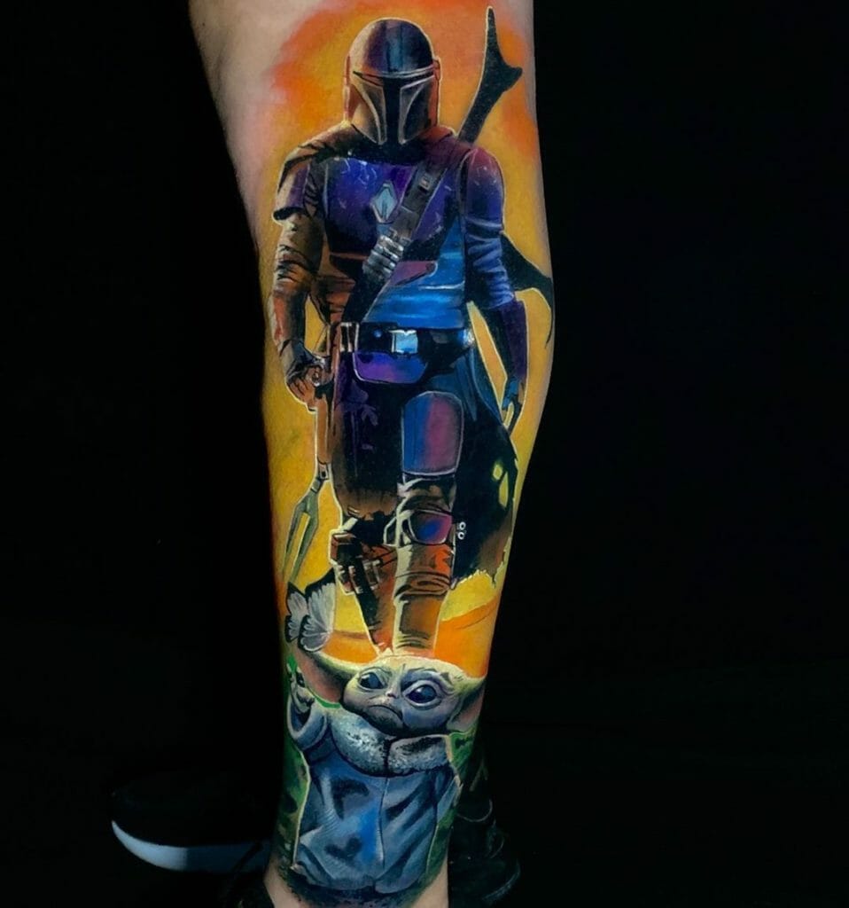 Full Color Star Wars World The Mandalorian Art Sleeve Tattoo