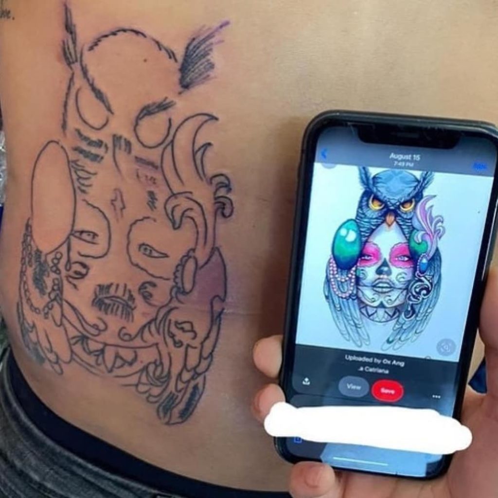 Girl And Owl Headpiece No Ragrets Fail Tattoo