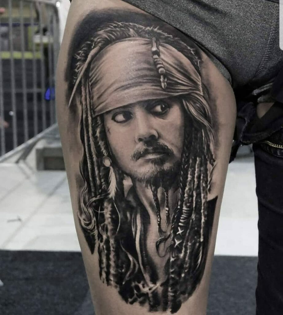 Gorgeous Portrait Captain Jack Sparrow Tattoos
