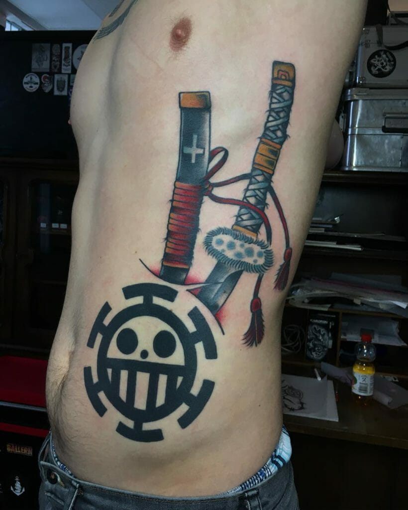 Heart Pirates Jolly Rogers and Trafalgar D Water Law Weapons Set Tattoo