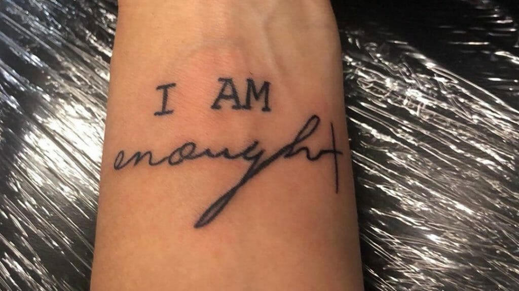 I Am Enough Tattoo With Crosss