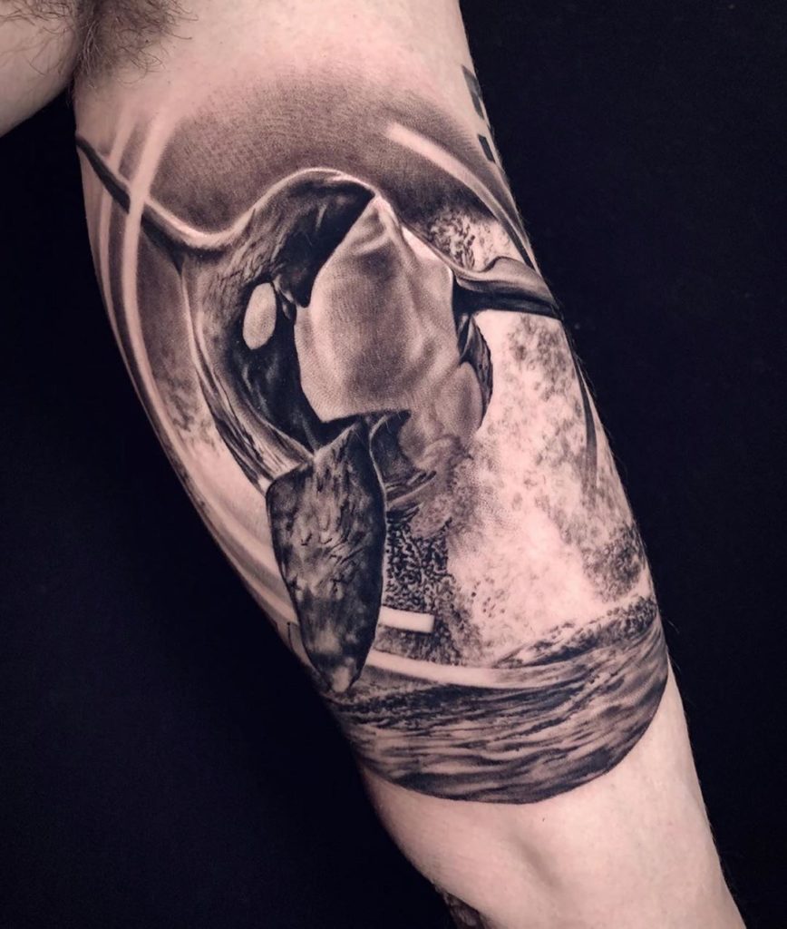 Incredibly Realistic Killer Whales Tattoo