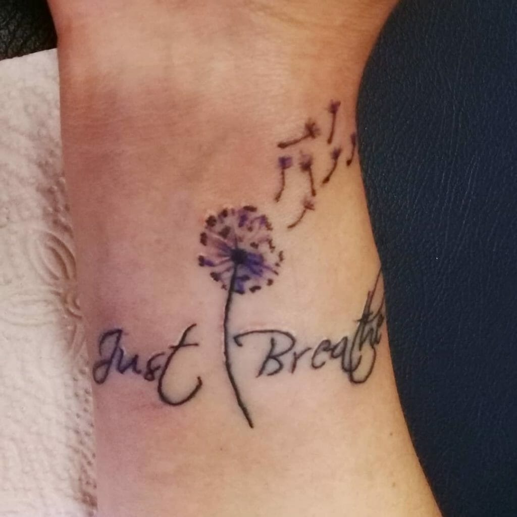 Just Breathe Tattoo with Dandelion