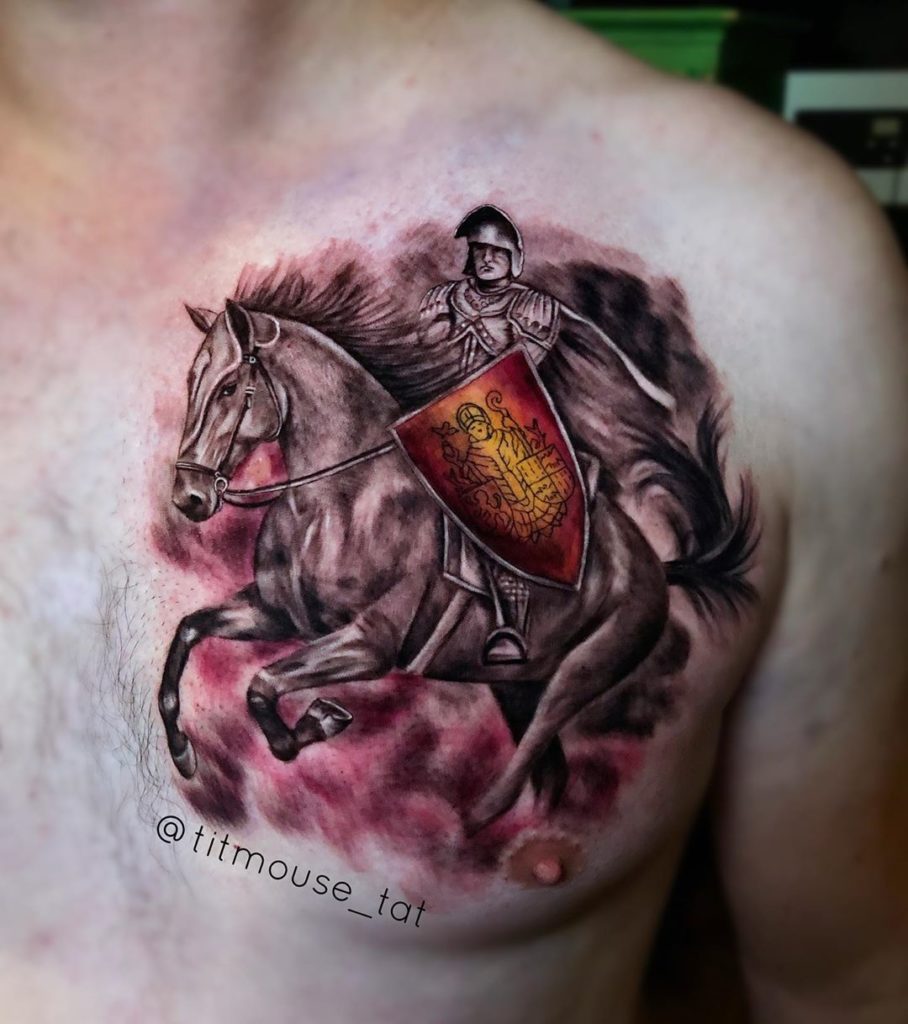 Knight Tattoos For Men Templar Knight Riding Horse