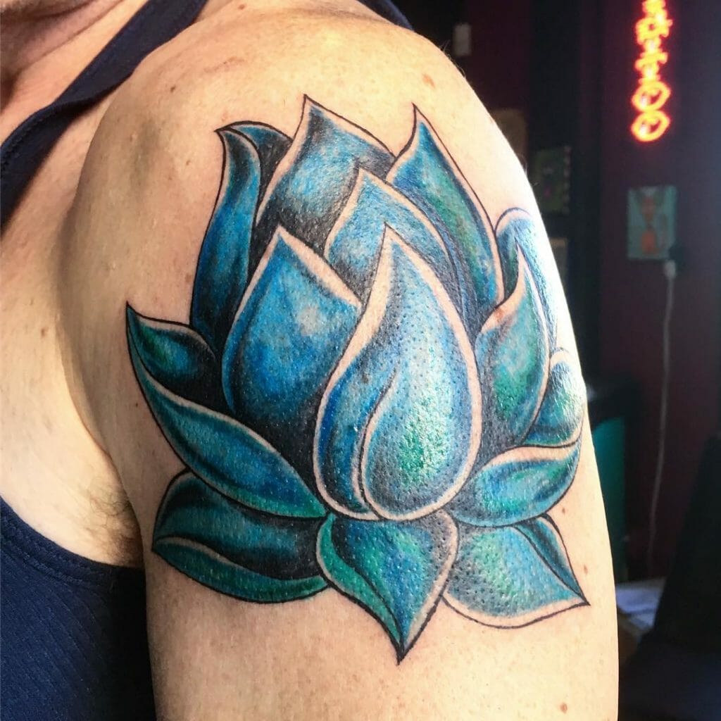 Large Closed Blue Lotus Tattoo