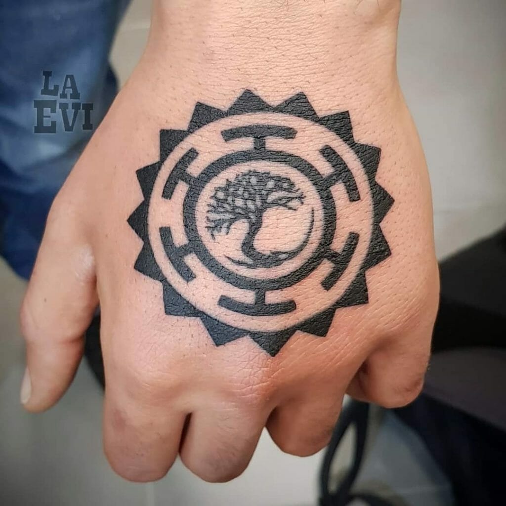 Law Trafalgar Arm Tattoo Design With Tree of Life