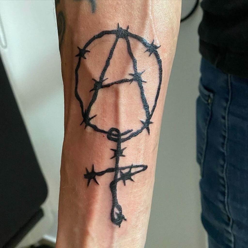 Masculine Black Bar Wire Anarchy Symbol Tattoo Anarchist Tattoos Ideas For ...