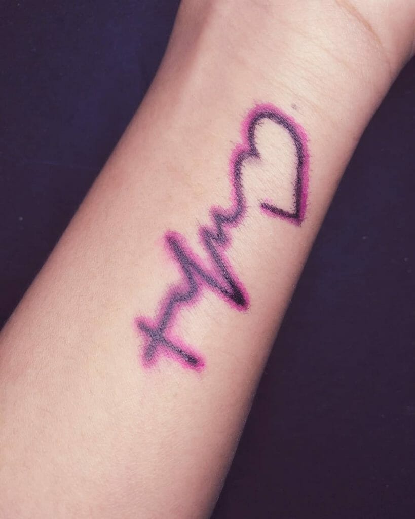 Neon Purple Ink Love Hope Faith Tattoo Forearm Placement