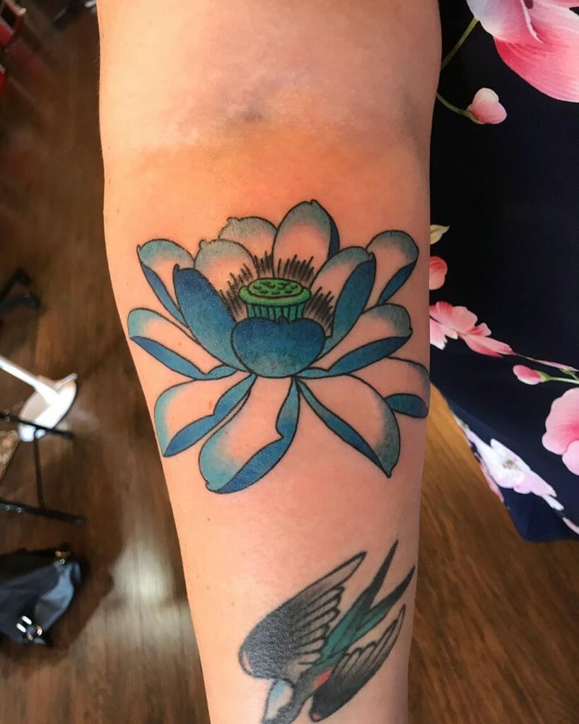 Open Blue Lotus Tattoos Forearm