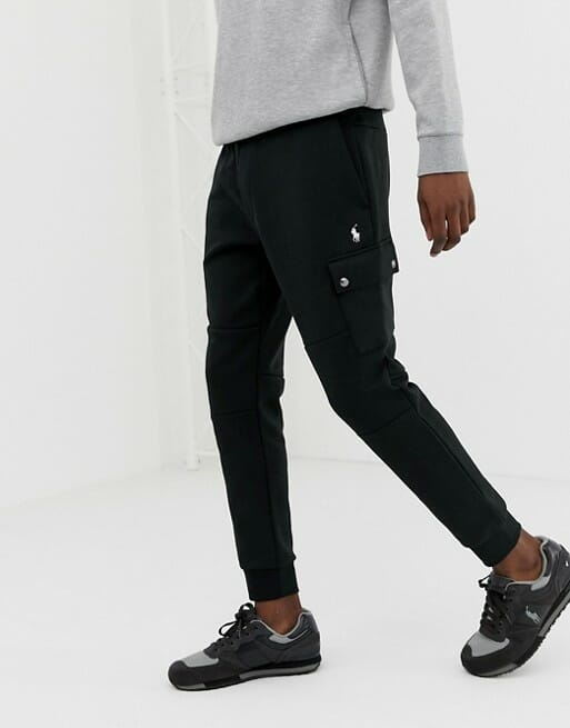 Polo Ralph Lauren Slim Fit Cuffed Joggers With Cargo Pockets In Black